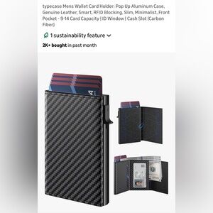 New in box Men Wallet Card Holder: Pop Up Leather, RFID Blocking- 9-14 Cards